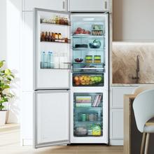 Bolero CoolMarket Combi 335 Grey E Réfrigérateur-congélateur gris pose libre, 195,3 cm de hauteur, 59,5 cm de largeur, capacité de 335 L, No Frost, compresseur Inverter Plus, compartiment Fresh Flex 0 ºC avec contrôle de l'humidité, Multi AirFlow, Fast Cooling et Fast Freezing, bac à fruits et légumes, lumière LED, contrôle électronique, porte réversible, clayettes en verre et classe E.
