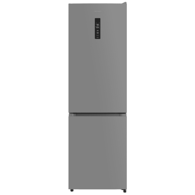 Bolero CoolMarket Combi 335 Grey E Frigorífico combi gris de libre instalación, 195,3cm alto por 59,5cm ancho, Capacidad 335L, No Frost, Compresor Inverter Plus, Cajón temperatura variable Fresh Flex, Cajón con control de humedad,  Multi AirFlow, Fast Cooling y Fast Freezing, Luz Led, Apertura 90º,  Control electrónico, Puerta Reversible, Estantes de cristal y Clase E.