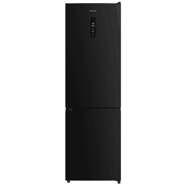 Bolero CoolMarket Combi 335 Black E Frigorífico combi negro de libre instalación, 195,3cm alto por 59,5cm ancho, Capacidad 335L, No Frost, Compresor Inverter Plus, Cajón temperatura variable Fresh Flex, Cajón con control de humedad,  Multi AirFlow, Fast Cooling y Fast Freezing, Luz Led, Apertura 90º,  Control electrónico, Puerta Reversible, Estantes de cristal y Clase E.