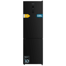 Bolero CoolMarket Combi 335 Black E Frigorífico combi negro de libre instalación, 195,3cm alto por 59,5cm ancho, Capacidad 335L, No Frost, Compresor Inverter Plus, Cajón temperatura variable Fresh Flex, Cajón con control de humedad,  Multi AirFlow, Fast Cooling y Fast Freezing, Luz Led, Apertura 90º,  Control electrónico, Puerta Reversible, Estantes de cristal y Clase E.
