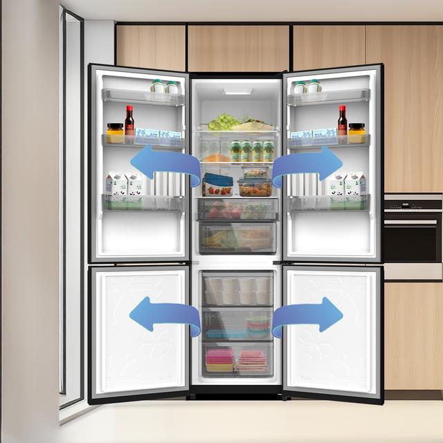 Bolero CoolMarket Combi 335 Black E Frigorífico combi negro de libre instalación, 195,3cm alto por 59,5cm ancho, Capacidad 335L, No Frost, Compresor Inverter Plus, Cajón temperatura variable Fresh Flex, Cajón con control de humedad,  Multi AirFlow, Fast Cooling y Fast Freezing, Luz Led, Apertura 90º,  Control electrónico, Puerta Reversible, Estantes de cristal y Clase E.