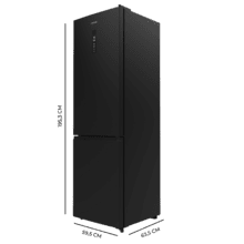 Bolero CoolMarket Combi 335 Black E Frigorífico combi negro de libre instalación, 195,3cm alto por 59,5cm ancho, Capacidad 335L, No Frost, Compresor Inverter Plus, Cajón temperatura variable Fresh Flex, Cajón con control de humedad,  Multi AirFlow, Fast Cooling y Fast Freezing, Luz Led, Apertura 90º,  Control electrónico, Puerta Reversible, Estantes de cristal y Clase E.