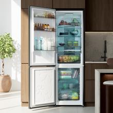 Bolero CoolMarket Combi 335 Black E Réfrigérateur-congélateur noir pose libre, 195,3 cm de hauteur, 59,5 cm de largeur, capacité de 335 L, No Frost, compresseur Inverter Plus, compartiment Fresh Flex 0 ºC avec contrôle de l'humidité, Multi AirFlow, Fast Cooling et Fast Freezing, bac à fruits et légumes, lumière LED, contrôle électronique, clayettes en verre et classe E.