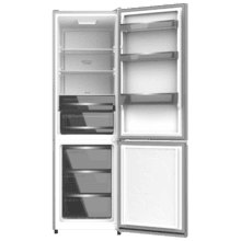 Bolero CoolMarket Combi 335 Inox E Frigorífico combi inox de libre instalación, 195,3cm alto por 59,5cm ancho, Capacidad 333L, No Frost, Compresor Inverter Plus, Cajón temperatura variable Fresh Flex, Cajón con control de humedad,  Multi AirFlow, Fast Cooling y Fast Freezing, Luz Led, Apertura 90º,  Control electrónico, Puerta Reversible, Estantes de cristal y Clase E.