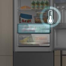 Bolero CoolMarket Combi 335 Inox E Frigorífico combi inox de libre instalación, 195,3cm alto por 59,5cm ancho, Capacidad 333L, No Frost, Compresor Inverter Plus, Cajón temperatura variable Fresh Flex, Cajón con control de humedad,  Multi AirFlow, Fast Cooling y Fast Freezing, Luz Led, Apertura 90º,  Control electrónico, Puerta Reversible, Estantes de cristal y Clase E.