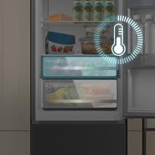 Bolero CoolMarket Combi 335 Dark E Frigorífico combi inox oscuro de libre instalación, 195,3cm alto por 59,5cm ancho, Capacidad 333L, No Frost, Compresor Inverter Plus, Cajón temperatura variable Fresh Flex, Cajón con control de humedad,  Multi AirFlow, Fast Cooling y Fast Freezing, Luz Led, Apertura 90º,  Control electrónico, Puerta Reversible, Estantes de cristal y Clase E.