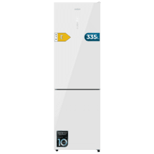 Bolero CoolMarket Combi 335 White Glass E Frigorífico combi cristal blanco de libre instalación, 195,3cm alto por 59,5cm ancho, Capacidad 333L, No Frost, Compresor Inverter Plus, Cajón temperatura variable Fresh Flex, Cajón con control de humedad,  Multi AirFlow, Fast Cooling y Fast Freezing, Luz Led, Apertura 90º,  Control electrónico, Puerta Reversible, Estantes de cristal y Clase E.