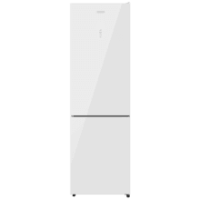 Bolero CoolMarket Combi 335 White Glass E Frigorífico combi cristal blanco de libre instalación, 195,3cm alto por 59,5cm ancho, Capacidad 333L, No Frost, Compresor Inverter Plus, Cajón temperatura variable Fresh Flex, Cajón con control de humedad,  Multi AirFlow, Fast Cooling y Fast Freezing, Luz Led, Apertura 90º,  Control electrónico, Puerta Reversible, Estantes de cristal y Clase E.