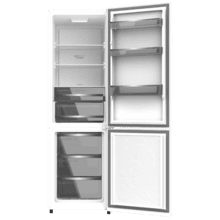 Bolero CoolMarket Combi 335 White Glass E Frigorífico combi cristal blanco de libre instalación, 195,3cm alto por 59,5cm ancho, Capacidad 333L, No Frost, Compresor Inverter Plus, Cajón temperatura variable Fresh Flex, Cajón con control de humedad,  Multi AirFlow, Fast Cooling y Fast Freezing, Luz Led, Apertura 90º,  Control electrónico, Puerta Reversible, Estantes de cristal y Clase E.