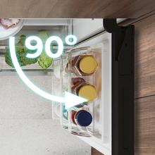 Bolero CoolMarket Combi 335 Black Glass E Frigorífico combi cristal negro de libre instalación, 195,3cm alto por 59,5cm ancho, Capacidad 333L, No Frost, Compresor Inverter Plus, Cajón temperatura variable Fresh Flex, Cajón con control de humedad,  Multi AirFlow, Fast Cooling y Fast Freezing, Luz Led, Apertura 90º,  Control electrónico, Puerta Reversible, Estantes de cristal y Clase E.