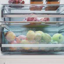 Bolero CoolMarket Combi 335 Black Glass E Réfrigérateur-congélateur en verre noir pose libre, 195,3 cm de hauteur, 59,5 cm de largeur, capacité de 335 L, No Frost, compresseur Inverter Plus, compartiment Fresh Flex 0 ºC avec contrôle de l'humidité, Multi AirFlow, Fast Cooling et Fast Freezing, bac à fruits et légumes, lumière LED, contrôle électronique, porte réversible, clayettes en verre et classe E.