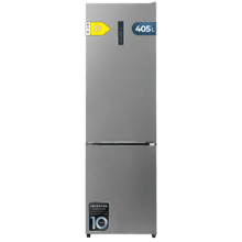 Bolero CoolMarket Combi 405 WL Elite Inox D- Frigorífico Combi Inox con interior Elite Grey y MAX INSIDE, MetalFlex Cooling, Fresh Flex, Elite Grey, ADF+ Antiolores, Display Full Color, Total NoFrost, Puerta Reversible, Compresor Inverter Plus, Ultra Silencioso 37dB, Modo ECO, Ultra Fast Freezing, Fast Cooling, Clase Energética D
