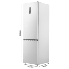 Bolero CoolMarket Combi 405 WL White Inox D Refrigerador combinado em aço inoxidável branco com MAX INSIDE, MetalFlex Cooling, Fresh Flex, Elite Grey, ADF+ Anti-odor, Display colorido, Total NoFrost, Porta reversível, Compressor Inverter Plus, Ultra Silencioso 37dB, Modo ECO, Congelamento ultrarrápido, Resfriamento rápido, Classe energética D