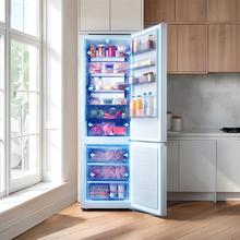 Bolero CoolMarket Combi 405 WL White Inox D - Frigorífico Combi con MAX INSIDE, MetalFlex Cooling, Fresh Flex, Elite Grey, ADF+ Antiolores, Display Full Color, Total NoFrost, Puerta Reversible, Compresor Inverter Plus, Ultra Silencioso 37dB, Modo ECO, Ultra Fast Freezing, Fast Cooling, Clase Energética D