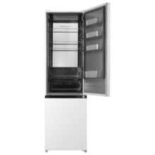 Bolero CoolMarket Combi 405 WL White Inox D Refrigerador combinado em aço inoxidável branco com MAX INSIDE, MetalFlex Cooling, Fresh Flex, Elite Grey, ADF+ Anti-odor, Display colorido, Total NoFrost, Porta reversível, Compressor Inverter Plus, Ultra Silencioso 37dB, Modo ECO, Congelamento ultrarrápido, Resfriamento rápido, Classe energética D