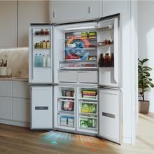 Bolero CoolMarket 4D 456 SBI Inox E Frigorífico 4 Puertas, Semi-Integrable, Ventilación frontal, MetalFlexCooling, Zona convertible (frigorífico-congelador), NoFrost, Esterilización por iones, Extra Capacidad Max Inside 456 Litros, Compresor Inverter Silencioso 35dB, Funciones SuperCool y SuperFreeze, Modo Vacaciones, Display