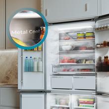 Bolero CoolMarket 4D 456 SBI Inox E Frigorífico 4 Puertas, Semi-Integrable, Ventilación frontal, MetalFlexCooling, Zona convertible (frigorífico-congelador), NoFrost, Esterilización por iones, Extra Capacidad Max Inside 456 Litros, Compresor Inverter Silencioso 35dB, Funciones SuperCool y SuperFreeze, Modo Vacaciones, Display