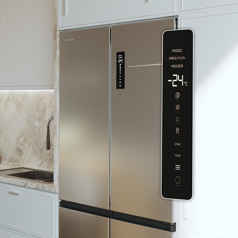 Réfrigérateur 4 Portes Cecotec Bolero CoolMarket 4D 456 L - No Frost, Compresseur Inverter - Semi-intégrable - Inox - 189 Cm Hauteur - 4