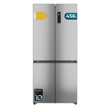 Bolero CoolMarket 4D 456 SBI Inox E Frigorífico 4 Puertas, Semi-Integrable, Ventilación frontal, MetalFlexCooling, Zona convertible (frigorífico-congelador), NoFrost, Esterilización por iones, Extra Capacidad Max Inside 456 Litros, Compresor Inverter Silencioso 35dB, Funciones SuperCool y SuperFreeze, Modo Vacaciones, Display