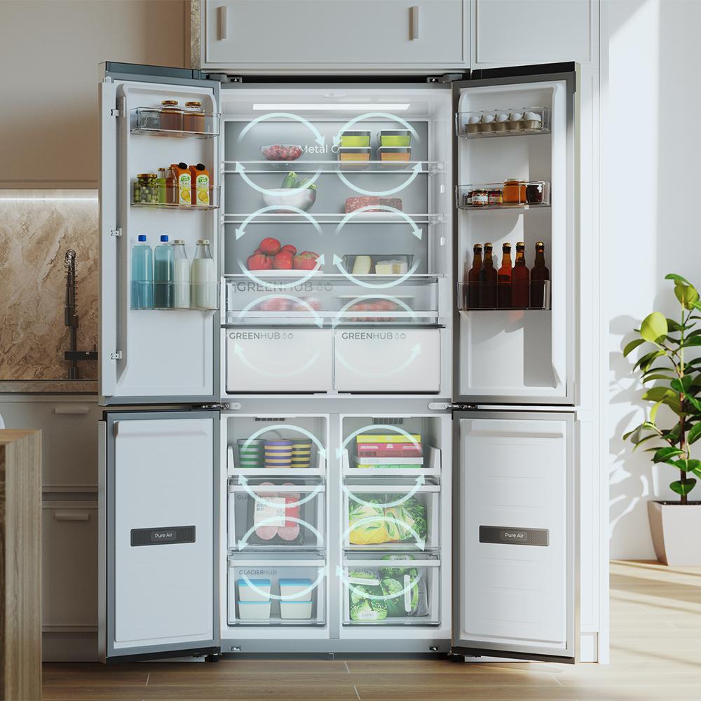 Réfrigérateur 4 Portes Cecotec Bolero CoolMarket 4D 456 L - No Frost, Compresseur Inverter - Semi-intégrable - Inox - 189 Cm Hauteur - 10