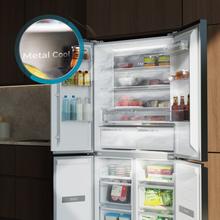Bolero CoolMarket 4D 456 SBI Dark E Frigorífico 4 Puertas, Semi-Integrable, Ventilación frontal, MetalFlexCooling, Zona convertible (frigorífico-congelador), NoFrost, Esterilización por iones, Extra Capacidad Max Inside 456 Litros, Compresor Inverter Silencioso 35dB, Funciones SuperCool y SuperFreeze, Modo Vacaciones, Display