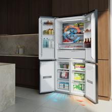 Bolero CoolMarket 4D 456 SBI Dark E Frigorífico 4 Puertas, Semi-Integrable, Ventilación frontal, MetalFlexCooling, Zona convertible (frigorífico-congelador), NoFrost, Esterilización por iones, Extra Capacidad Max Inside 456 Litros, Compresor Inverter Silencioso 35dB, Funciones SuperCool y SuperFreeze, Modo Vacaciones, Display