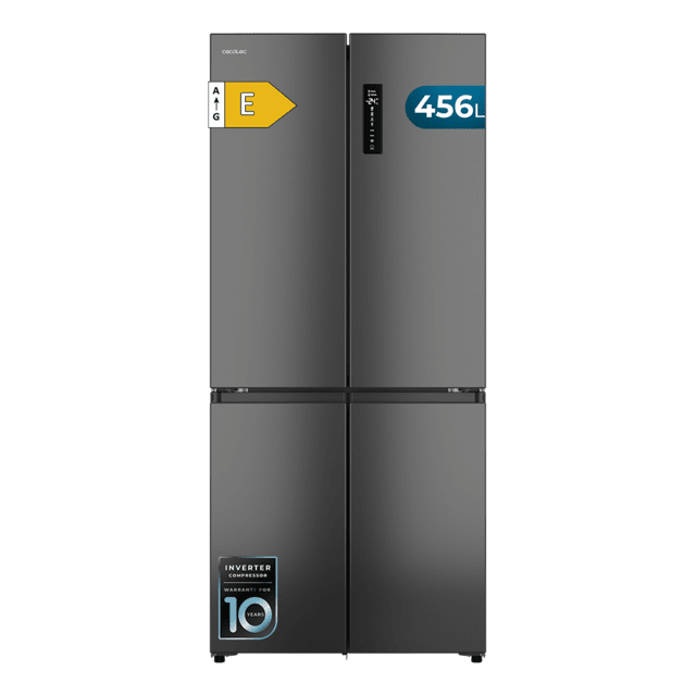 Bolero CoolMarket 4D 456 SBI Dark E Frigorífico 4 Puertas, Semi-Integrable, Ventilación frontal, MetalFlexCooling, Zona convertible (frigorífico-congelador), NoFrost, Esterilización por iones, Extra Capacidad Max Inside 456 Litros, Compresor Inverter Silencioso 35dB, Funciones SuperCool y SuperFreeze, Modo Vacaciones, Display