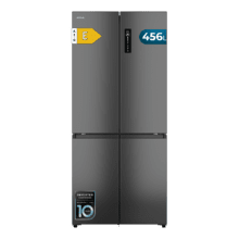 Bolero CoolMarket 4D 456 SBI Dark E Frigorífico 4 Puertas, Semi-Integrable, Ventilación frontal, MetalFlexCooling, Zona convertible (frigorífico-congelador), NoFrost, Esterilización por iones, Extra Capacidad Max Inside 456 Litros, Compresor Inverter Silencioso 35dB, Funciones SuperCool y SuperFreeze, Modo Vacaciones, Display
