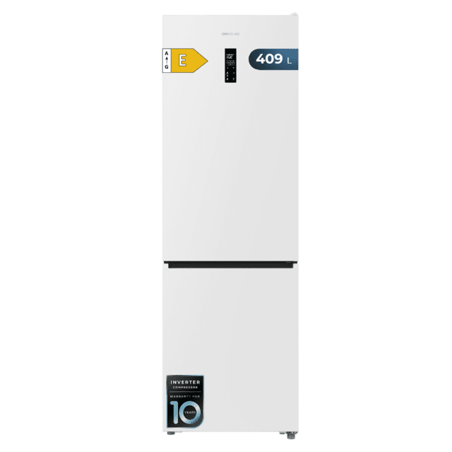 Bolero CoolMarket Combi 409 White E Frigorífico Combi Blanco, MAX INSIDE con VIP tech, Cajón Variable 6 temperaturas con control de humedad, Total No Frost, Compresor Inverter Plus, Multi AirFlow, 409 L, 185x59,5cm, Funciones Fast Cooling y Fast Freezing, Modo Smart, Green HUB XL, Display Exterior, Puertas Reversibles, Bandejas Cristal, Clase E.