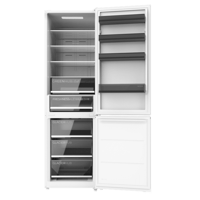 Bolero CoolMarket Combi 409 White E Frigorífico Combi Blanco, MAX INSIDE con VIP tech, Cajón Variable 6 temperaturas con control de humedad, Total No Frost, Compresor Inverter Plus, Multi AirFlow, 409 L, 185x59,5cm, Funciones Fast Cooling y Fast Freezing, Modo Smart, Green HUB XL, Display Exterior, Puertas Reversibles, Bandejas Cristal, Clase E.