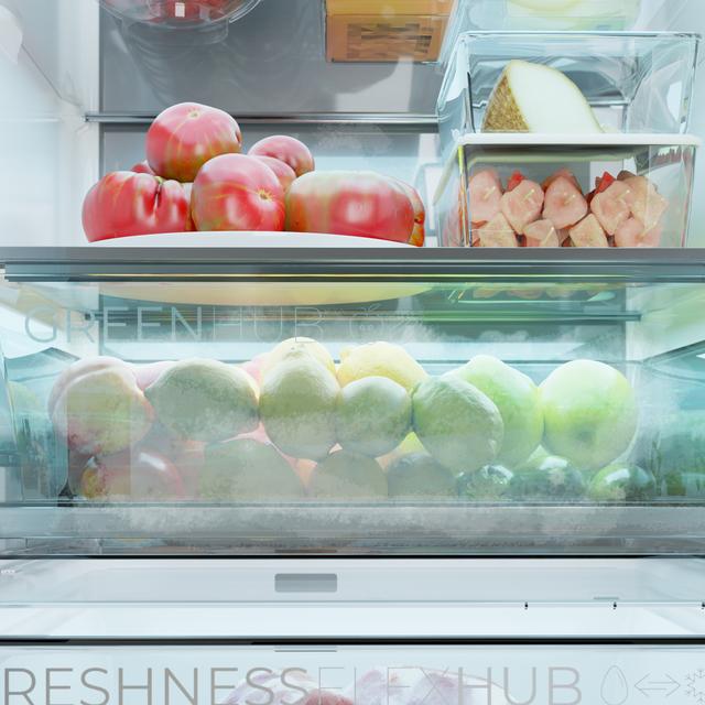 Bolero CoolMarket Combi 409 White C Weißer Kombikühlschrank, Klasse C, MAX INSIDE mit VIP-Technologie, Cool Matrix, Schublade mit variabler 6-Temperatur-Einstellung und Feuchtigkeitskontrolle, Total No Frost, Inverter Plus-Kompressor, Multi AirFlow, 409 l, 185 x 59,5 cm, Schnellkühl- und Schnellgefrierfunktionen, Smart-Modus, Green HUB XL, Außendisplay, Türen wechselbar, Flaschenregal und Glasablagen.
