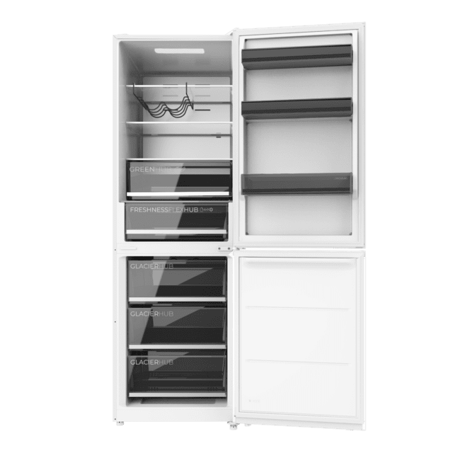 Bolero CoolMarket Combi 409 White C Frigorífico Combi Blanco, Clase C, MAX INSIDE con VIP tech, Cool Matrix, Cajón Variable 6 temperaturas con control de humedad, Total No Frost, Compresor Inverter Plus, Multi AirFlow, 409 L, 185x59,5cm, Funciones Fast Cooling y Fast Freezing, Modo Smart, Green HUB XL, Display Exterior, Puertas Reversibles, Botellero y Bandejas Cristal.