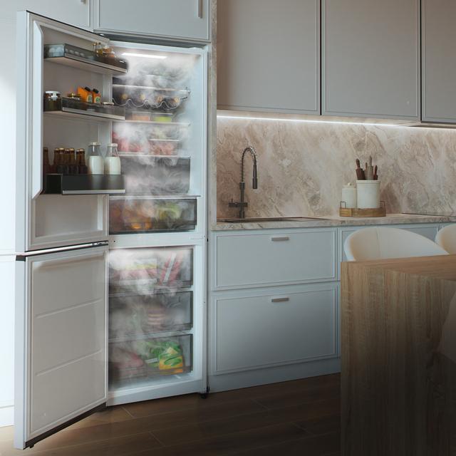 Bolero CoolMarket Combi 409 White C Frigorífico Combi Blanco, Clase C, MAX INSIDE con VIP tech, Cool Matrix, Cajón Variable 6 temperaturas con control de humedad, Total No Frost, Compresor Inverter Plus, Multi AirFlow, 409 L, 185x59,5cm, Funciones Fast Cooling y Fast Freezing, Modo Smart, Green HUB XL, Display Exterior, Puertas Reversibles, Botellero y Bandejas Cristal.