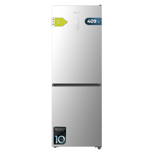 Bolero CoolMarket Combi 409 Inox C Frigorífico Combi Inox, Clase C, MAX INSIDE con VIP tech, Cool Matrix, Cajón Variable 6 temperaturas con control de humedad, Total No Frost, Compresor Inverter Plus, Multi AirFlow, 409 L, 185x59,5cm, Funciones Fast Cooling y Fast Freezing, Modo Smart, Green HUB XL, Display Exterior, Puertas Reversibles, Botellero y Bandejas Cristal.