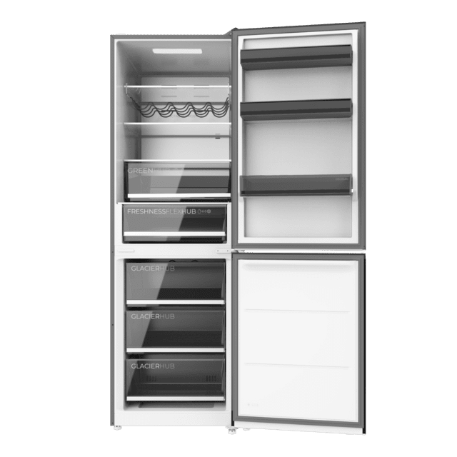 Bolero CoolMarket Combi 409 Black Glass C Frigorífico Combi Cristal Negro, Clase C, MAX INSIDE con VIP tech, Cool Matrix, Cajón Variable 6 temperaturas con control de humedad, Total No Frost, Compresor Inverter Plus, Multi AirFlow, 409 L, 185x59,5cm, Funciones Fast Cooling y Fast Freezing, Modo Smart, Green HUB XL, Display Exterior, Puertas Reversibles, Botellero y Bandejas Cristal.