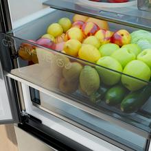 Bolero CoolMarket Combi 409 Black Glass C Kombikühlschrank aus schwarzem Glas, Klasse C, MAX INSIDE mit VIP-Technologie, Cool Matrix, Schublade mit variabler 6-Temperaturen-Einstellung und Feuchtigkeitskontrolle, Total No Frost, Inverter Plus-Kompressor, Multi AirFlow, 409 l, 185 x 59,5 cm, Schnellkühl- und Schnellgefrierfunktionen, Smart-Modus, Green HUB XL, Außendisplay, Türen umkehrbar, Flaschenregal und Glastabletts.