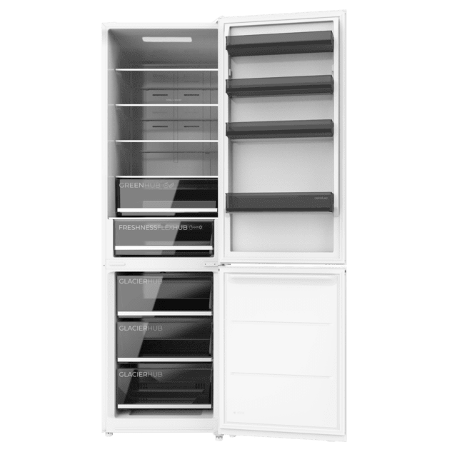 Bolero CoolMarket Combi 456 White E Frigorífico Combi Blanco, MAX INSIDE con VIP tech, Cajón Variable 6 temperaturas con control de humedad, Total No Frost, Compresor Inverter Plus, Multi AirFlow, 456 L, 201x59,5cm, Funciones Fast Cooling y Fast Freezing, Modo Smart, Green HUB XL, Display Exterior, Puertas Reversibles, Bandejas Cristal, Clase E.