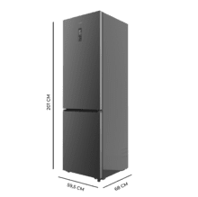 Bolero CoolMarket Combi 456 Dark E Dark Kombi-Kühlschrank, MAX INSIDE mit VIP-Technologie, Cool Matrix, Schublade mit variabler 6-Temperaturen-Einstellung und Feuchtigkeitskontrolle, Total No Frost, Inverter Plus-Kompressor, Multi AirFlow, 456 l, 201 x 59,5 cm, Schnellkühl- und Schnellgefrierfunktionen, Smart-Modus, Green HUB XL, Außendisplay, Türen umkehrbar, Flaschenregal, Glasböden und Klasse E.