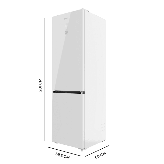 Bolero CoolMarket Combi 456 White Glass E Frigorífico Combi Cristal Blanco, MAX INSIDE con VIP tech, Cool Matrix, Cajón Variable 6 temperaturas con control de humedad, Total No Frost, Compresor Inverter Plus, Multi AirFlow, 456 L, 201x59,5cm Funciones Fast Cooling y Fast Freezing, Modo Smart, Green HUB XL, Display Exterior, Puertas Reversibles, Botellero, Bandejas Cristal y Clase E.