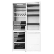Bolero CoolMarket Combi 456 White Glass E Frigorífico Combi Cristal Blanco, MAX INSIDE con VIP tech, Cool Matrix, Cajón Variable 6 temperaturas con control de humedad, Total No Frost, Compresor Inverter Plus, Multi AirFlow, 456 L, 201x59,5cm Funciones Fast Cooling y Fast Freezing, Modo Smart, Green HUB XL, Display Exterior, Puertas Reversibles, Botellero, Bandejas Cristal y Clase E.