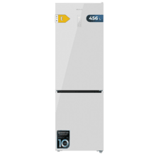 Bolero CoolMarket Combi 456 White Glass E Frigorífico Combi Cristal Blanco, MAX INSIDE con VIP tech, Cool Matrix, Cajón Variable 6 temperaturas con control de humedad, Total No Frost, Compresor Inverter Plus, Multi AirFlow, 456 L, 201x59,5cm Funciones Fast Cooling y Fast Freezing, Modo Smart, Green HUB XL, Display Exterior, Puertas Reversibles, Botellero, Bandejas Cristal y Clase E.