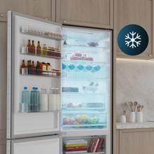 Bolero CoolMarket Combi 456 Inox C Frigorífico Combi Inox, Clase C, MAX INSIDE con VIP tech, Cool Matrix, Cajón Variable 6 temperaturas con control de humedad, Total No Frost, Compresor Inverter Plus, Multi AirFlow, 456 L, 201x59,5cm Funciones Fast Cooling y Fast Freezing, Modo Smart, Green HUB XL, Display Exterior, Puertas Reversibles, Botellero y Bandejas Cristal.