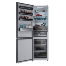 Bolero CoolMarket Combi 456 Dark C Dunkler Kombi-Kühlschrank, Klasse C, MAX INSIDE mit VIP-Technologie, Cool Matrix, Schublade mit variabler 6-Temperaturen-Steuerung und Feuchtigkeitskontrolle, Total No Frost, Inverter Plus-Kompressor, Multi AirFlow, 456 l, 201 x 59,5 cm, Schnellkühl- und Schnellgefrierfunktionen, Smart-Modus, Green HUB XL, Außendisplay, Türen umkehrbar, Flaschenregal und Glastabletts.