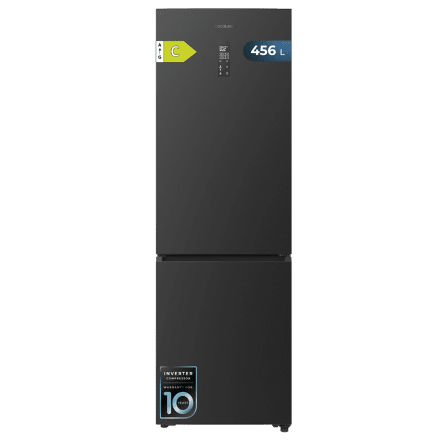Bolero CoolMarket Combi 456 Dark C Dunkler Kombi-Kühlschrank, Klasse C, MAX INSIDE mit VIP-Technologie, Cool Matrix, Schublade mit variabler 6-Temperaturen-Steuerung und Feuchtigkeitskontrolle, Total No Frost, Inverter Plus-Kompressor, Multi AirFlow, 456 l, 201 x 59,5 cm, Schnellkühl- und Schnellgefrierfunktionen, Smart-Modus, Green HUB XL, Außendisplay, Türen umkehrbar, Flaschenregal und Glastabletts.