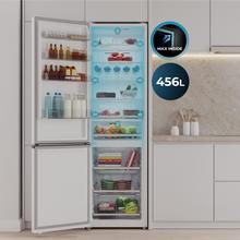 Bolero CoolMarket Combi 456 White Glass C Frigorífico Combi Cristal Blanco, Clase C, MAX INSIDE con VIP tech, Cool Matrix, Cajón Variable 6 temperaturas con control de humedad, Total No Frost, Compresor Inverter Plus, Multi AirFlow, 456 L, 201x59,5cm Funciones Fast Cooling y Fast Freezing, Modo Smart, Green HUB XL, Display Exterior, Puertas Reversibles, Botellero y Bandejas Cristal.