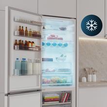 Bolero CoolMarket Combi 456 White Glass C Frigorífico Combi Cristal Blanco, Clase C, MAX INSIDE con VIP tech, Cool Matrix, Cajón Variable 6 temperaturas con control de humedad, Total No Frost, Compresor Inverter Plus, Multi AirFlow, 456 L, 201x59,5cm Funciones Fast Cooling y Fast Freezing, Modo Smart, Green HUB XL, Display Exterior, Puertas Reversibles, Botellero y Bandejas Cristal.