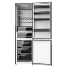 Bolero CoolMarket Combi 456 Black Glass C Frigorífico Combi Cristal Negro, Clase C, MAX INSIDE con VIP tech, Cool Matrix, Cajón Variable 6 temperaturas con control de humedad, Total No Frost, Compresor Inverter Plus, Multi AirFlow, 456 L, 201x59,5cm Funciones Fast Cooling y Fast Freezing, Modo Smart, Green HUB XL, Display Exterior, Puertas Reversibles, Botellero y Bandejas Cristal.