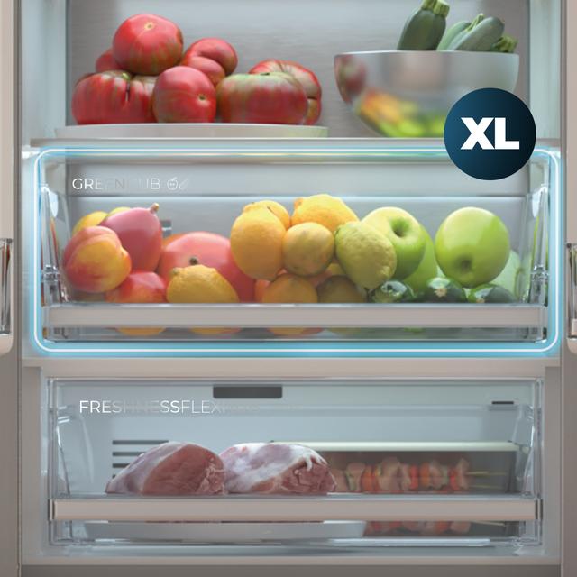Bolero CoolMarket Combi F2D 395 Inox E Frigorífico Combi Inox Puerta Francesa, MAX INSIDE con VIP tech, Cool Matrix, Cajón Variable 6 temperaturas con control de humedad, Total No Frost, Compresor Inverter Plus, Multi AirFlow, 395L, 185x59,5cm Funciones Fast Cooling y Fast Freezing, Modo Smart, Green HUB XL, Display Exterior, Botellero, Bandejas Cristal y Clase E.