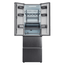 Bolero CoolMarket Combi F2D 395 Inox E Frigorífico Combi Inox Puerta Francesa, MAX INSIDE con VIP tech, Cool Matrix, Cajón Variable 6 temperaturas con control de humedad, Total No Frost, Compresor Inverter Plus, Multi AirFlow, 395L, 185x59,5cm Funciones Fast Cooling y Fast Freezing, Modo Smart, Green HUB XL, Display Exterior, Botellero, Bandejas Cristal y Clase E.