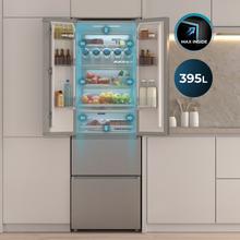 Bolero CoolMarket Combi F2D 395 Inox E Frigorífico Combi Inox Puerta Francesa, MAX INSIDE con VIP tech, Cool Matrix, Cajón Variable 6 temperaturas con control de humedad, Total No Frost, Compresor Inverter Plus, Multi AirFlow, 395L, 185x59,5cm Funciones Fast Cooling y Fast Freezing, Modo Smart, Green HUB XL, Display Exterior, Botellero, Bandejas Cristal y Clase E.